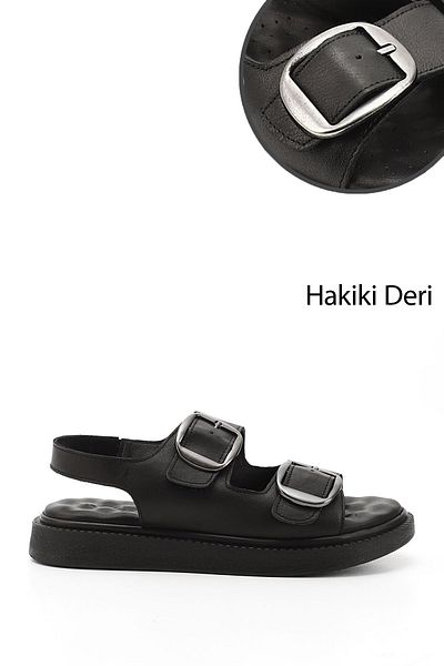 GÖNDERİ(R) Sandale confortabile din piele naturală cu cataramă cu velcro pentru femei/fete