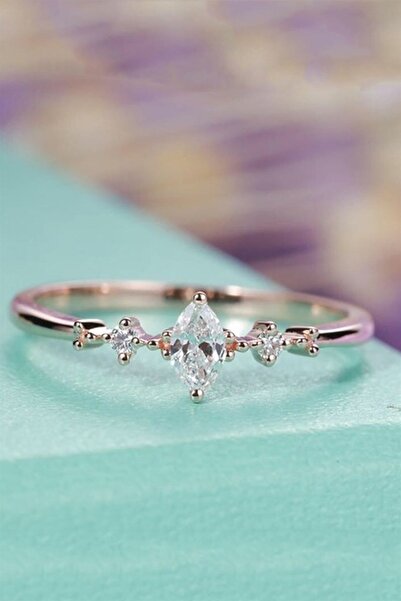 Cem Aykan Kuyumculuk PIRLANTA BADEM TASLİ YÜZÜK TEKTAŞ - AK0483