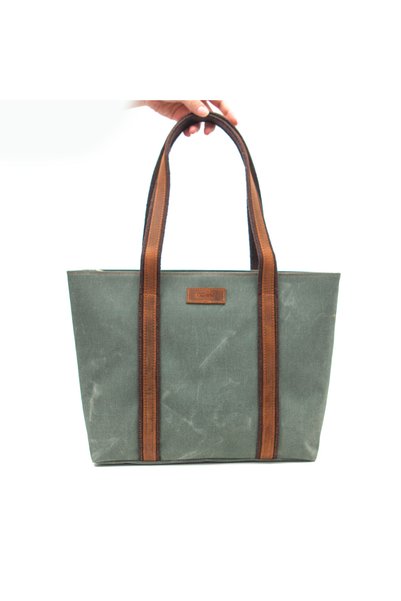 Gillario Design 05 Canvas - Leather Women's Khaki Shoulder Bag