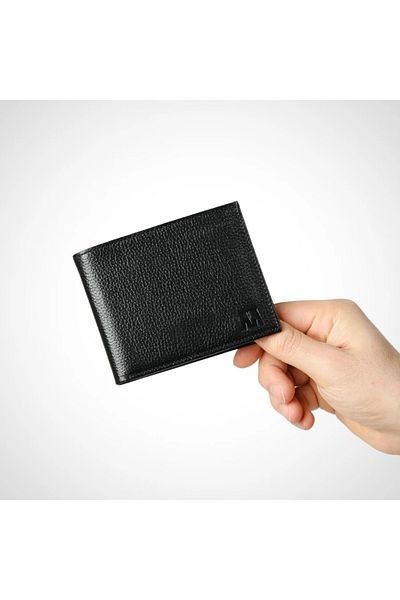 Honorius Men's Black Genuine Leather Quality Handbag Wallet