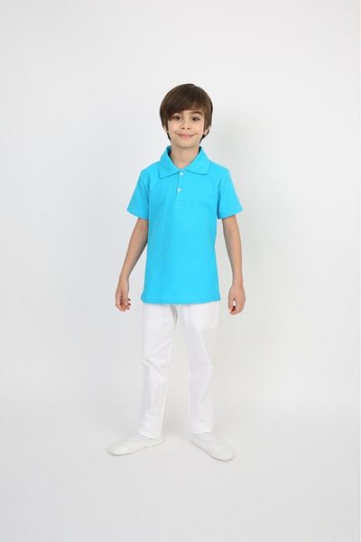 vyloo Boy'S- Short Sleeve Lacoste Polo Neck T-Shirt and White Linen Pants