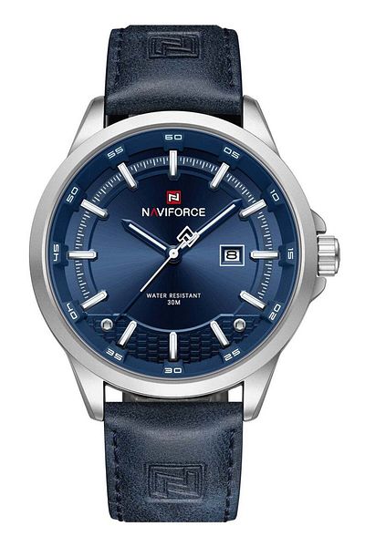 Naviforce PU Leather Band Analog Quartz Wrist Watch For Men NF9248L S/BE/BE - 46mm - Blue