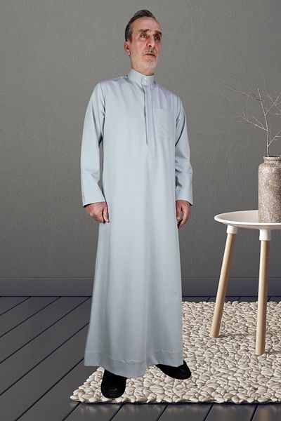 Royal Attire Hajj Umrah Clothes/Front Buttons Hidden and Long Sleeves Without Buttons with Pockets/Prayer Robe/Men's Fistan