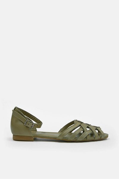NILUFARR Leila Khaki Genuine Leather Women's Sandals