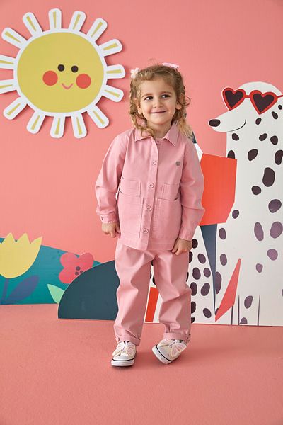 Patique Kids Розово дънково памучно яке за момиче с джобна яка