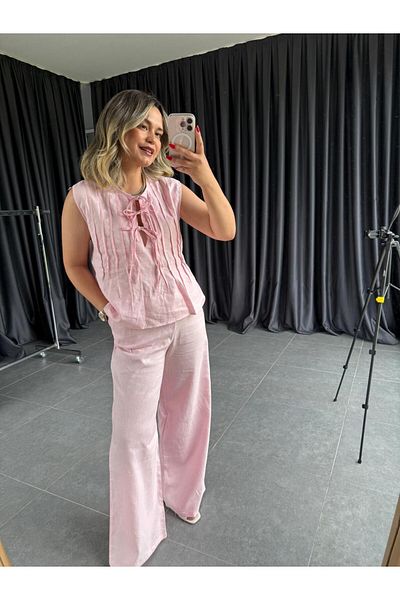 BÜŞRA PERKER 4808 Pink Shirt Pants Set