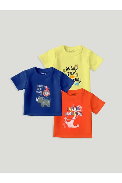 luay Unisex Cotton T-Shirt: Cute and Comfy Everyday Wear (Pack of 3) 9-12 M