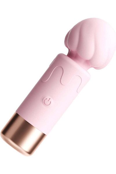 WildFashion Mini vibrator tip wand cu capul flexibil, din silicon de inalta calitate, Roz si Auriu TOY461-5