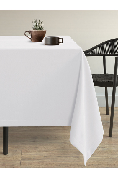 Demor Home Velvet Textured Snow White Carefree Tablecloth
