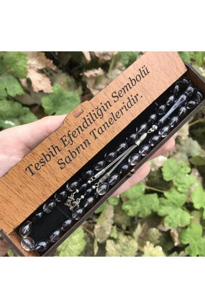 KANUNİ TESBİH Siyah Şeffaf Hareli Arkadaşa Hediye Tesbih , Özel Tasarım