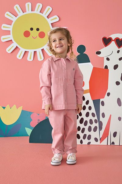 Patique Kids Розово дънково памучно яке за момиче с джобна яка