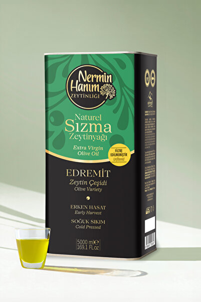 Nermin Hanım Zeytinliği Filtresiz Erken Hasat Soğuk Sıkım Zeytinyağı (5lt)