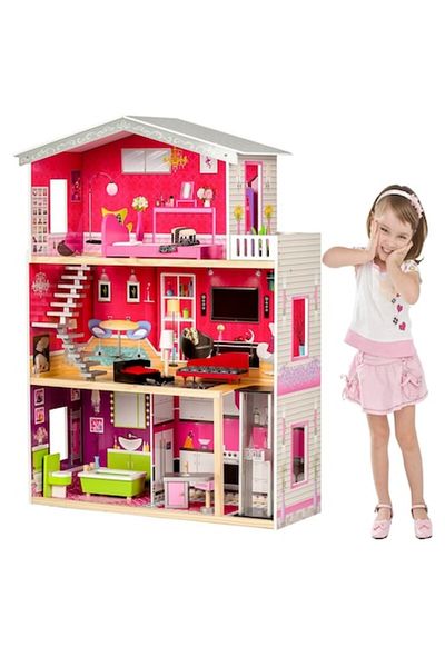 ideal STORE Casă de păpuși din lemn cu lift - idealSTORE SOFT GOLDEN RESIDENCE