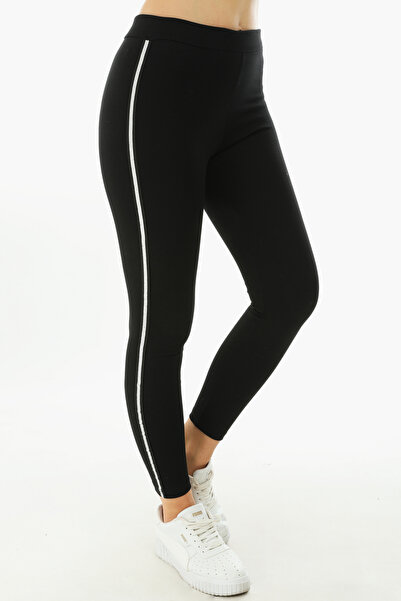 Almila High Waist Slim Silver Glitter Stripe Women's Leggings 4006