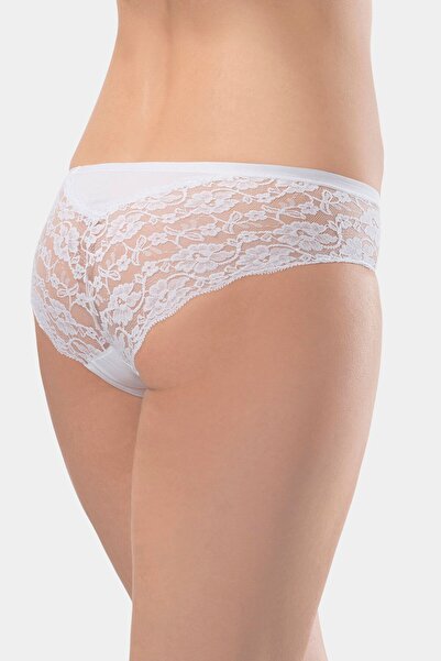 TÜREN Білий жіночий бікіні з мереживом і лайкрою, 2-х предметний комплект - 956