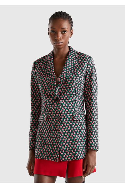 United Colors of Benetton Jachetă de damă roz cu modele florale