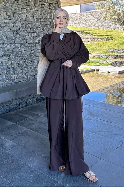 Ovn. Shoulder Gathered Suit - Brown