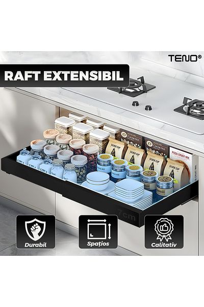 Teno Teno® Expandable Cabinet Organizer, metal, sliding drawer, high durability, black