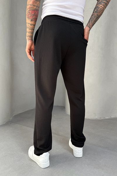 MADZEYMODA Full Lycra Super Stretchy Μαύρο Ανδρικό Φαρδύ Κοστούμι Twill Jogger KE-5030