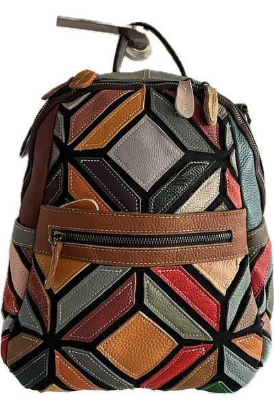 OEM Rucsac dama colorat piele naturala