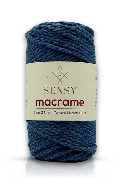 SENSY Premium 3 Twist Cotton Combed Macrame Macrame Rope Hobby Rope Three Twist Petrol Blue