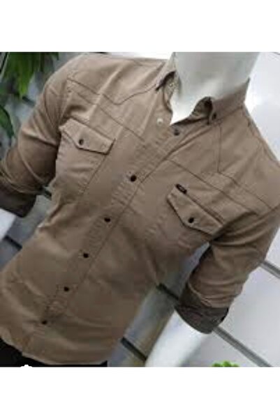 MODA Acı kahve çıtçıtlı kalitesi tartışılmaz erkek keten gömlek