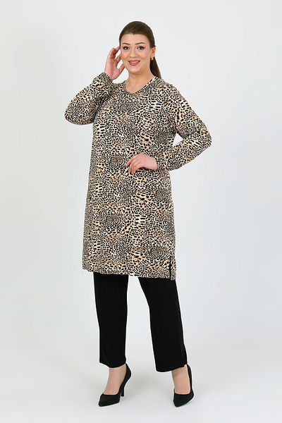 By Alba Collection Women's Leopard Turula Lycra Large Size Double Set