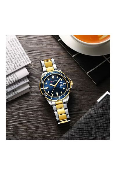 Naviforce Men's Quartz Classic Wrist Watch- 47 mm -Silver/Gold