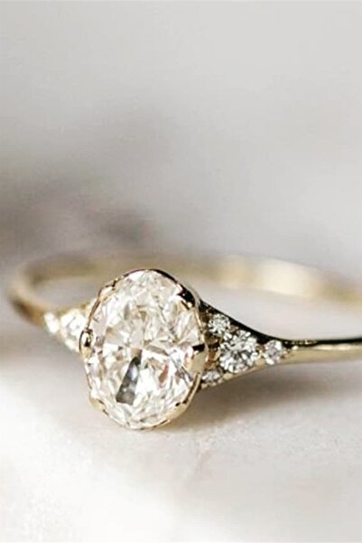 Cem Aykan Kuyumculuk Mahi Devran Sutan Yüzügu Beyaz Topaz Orta Tas Yan Taşları Pırlanta Tektaş Yüzük - Ak587