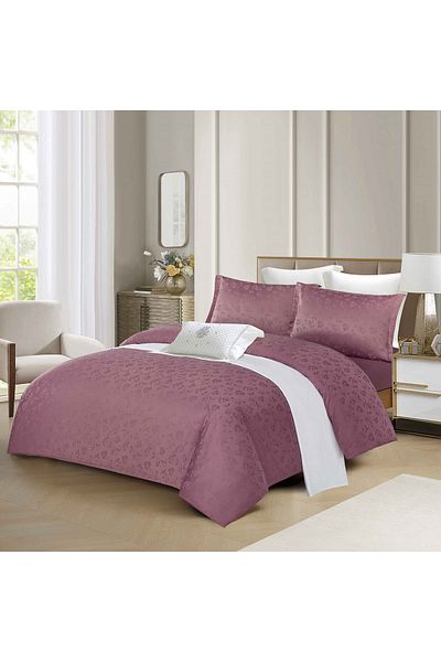 chiraso CHIRASO 4-Piece Satin Bedding Set, with Fitted Sheet 180x200, Elegant Design, Dusty Purple