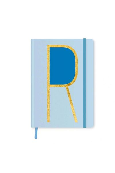 Fabooks دفتر ملاحظات مخطط بغطاء صلب مطبوع عليه حرف Monogram من Deffter 168 صفحة - R