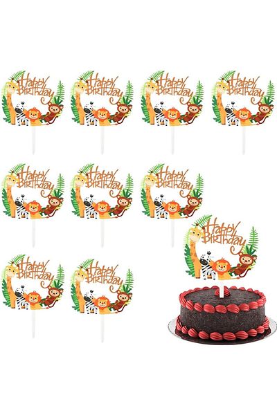 Hilloly Set of 10 Hilloly cake decorations, cardboard, multicolor, 14 x 14.5 cm