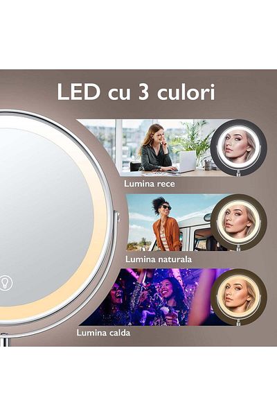 Kdhome Oglindă cosmetică pentru machiaj KD Home RoyalReflect 10X cu LED-uri