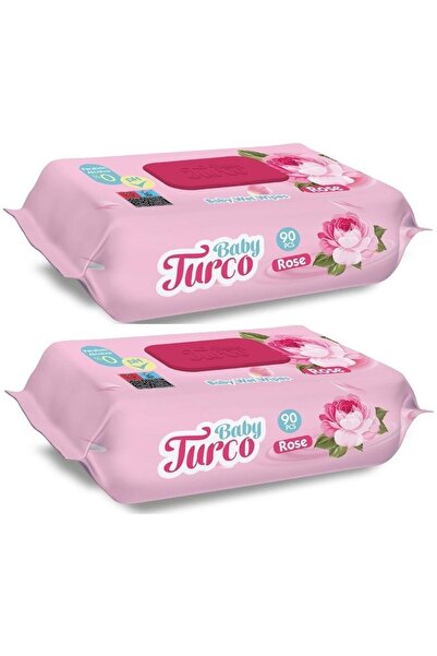Baby Turco Islak Havlu Mendil 90 Yaprak Gül/rose 2 Li Set 180 Yaprak