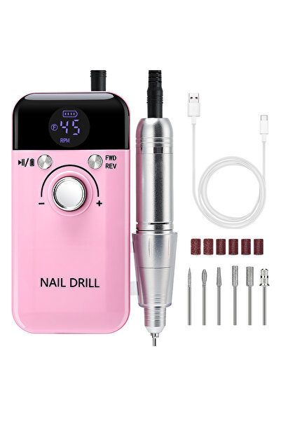 Choice1 Pink Set 45000RPM Nail Drill Machine With Low Noise Portable Nail Drill Machine Rechargeable Nail Sa