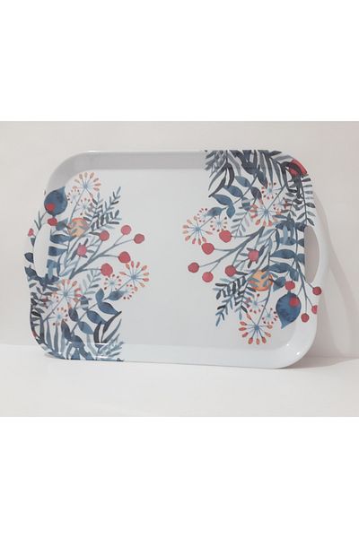 renkli çiçekler Melamine Tea Tray 44X30 cm Melamine Tea Tray with Handles Serving Tray Presentation Tray