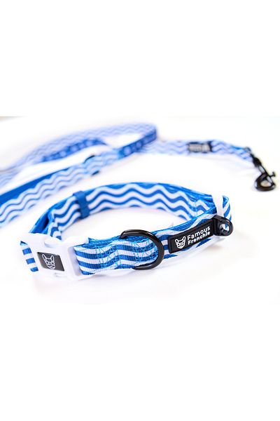 Famous Frenchie Set 3 piese, zgarda, lesa, accesoriu pungi pentru catei, Prince of the Sea