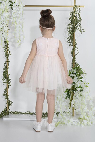 MİNİMONY Minimony 1-5 Yaş Papatyalı Tül Bolerolu Kız Bebek Çocuk Elbise Takım Somon 2015 Bayramlık Mezuniyet