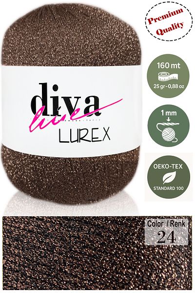 Diva İplik Diva Lurex 24 Καφέ