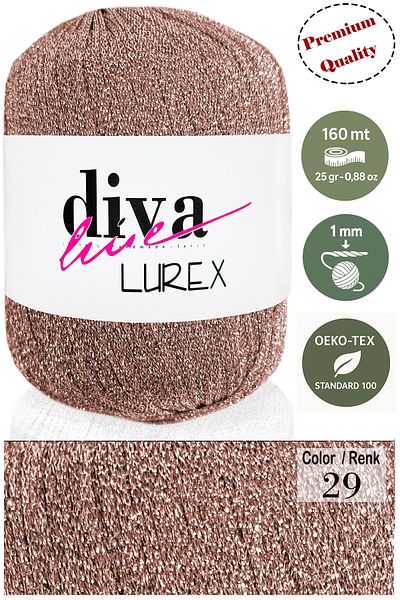 Diva İplik Diva Lurex 29 Honey Foam-χρυσό