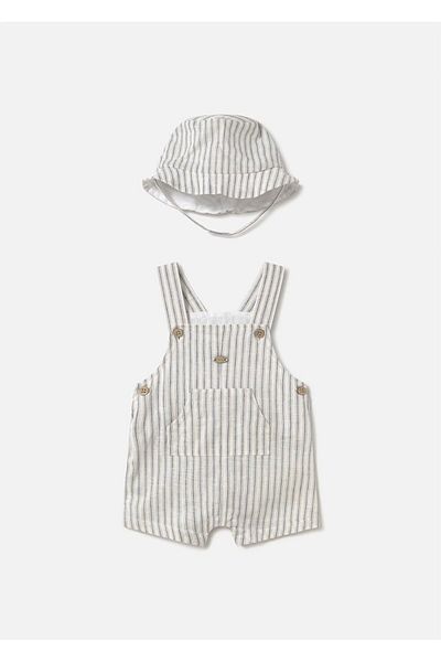 MAYORAL Baby Boy Printed Hat Jumpsuit Cream 1601