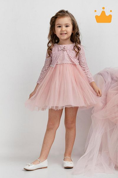 MİNİMONY Minimony 6-24 Months Flower Pattern with Jacket Baby Girl Children's Holiday Suit Wedding Dress Evening Dress 1036