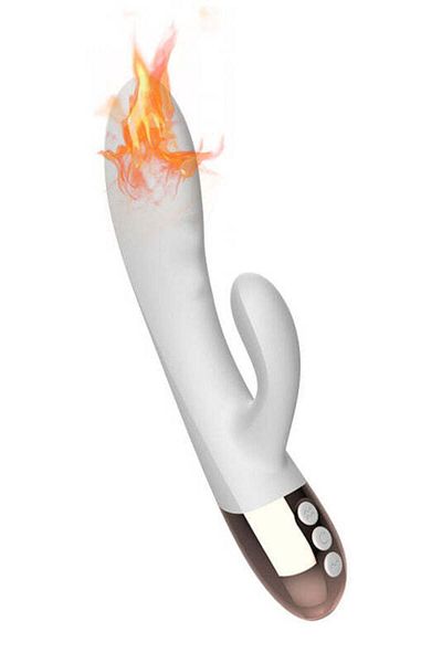 WildFashion Vibrator dual cu functie de incalzire, pentru stimulare vaginala, Alb si Auriu, TOY438H-226