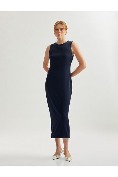 Koton Slit detail crew neck sleeveless maxi column dress.