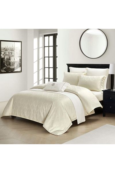 chiraso CHIRASO 4-Piece Satin Bedding Set, with Fitted Sheet 180x200, Elegant Design, white