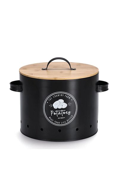 zeller Retro Potatoes potato container, metal, black, Ø 22.5 - 28 x 18 - 21 cm