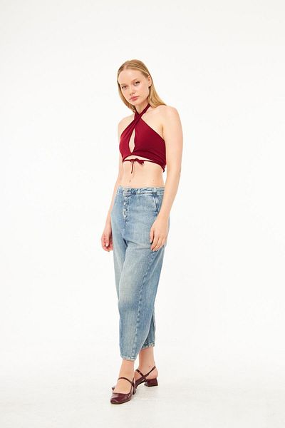 BPF Pantaloni largi de damă din denim