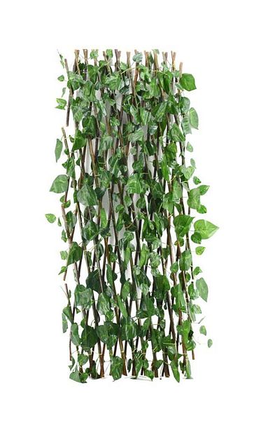 DRAMA HOME Wooden Fence with Artificial Green Leaves
