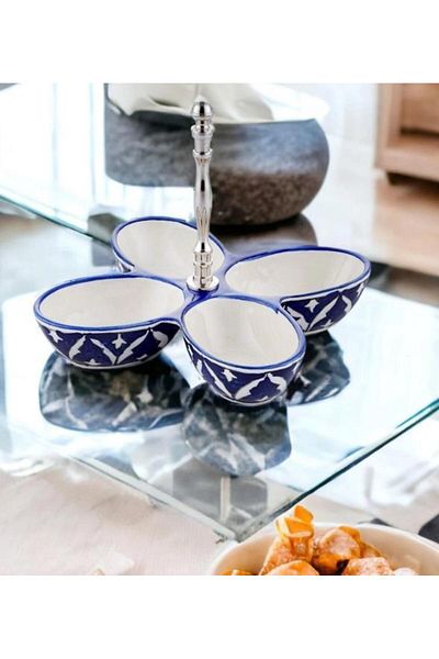 The Mia Corallo Snack Bowl Blue 4 Compartments 28X28X21 cm
