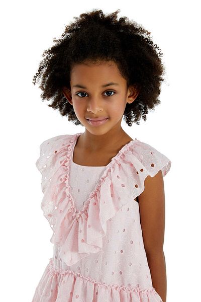 Pamina Girls' Summer Dress, Pamina - Embroidered, with Ruffles,324703 - 110 cm, Pink